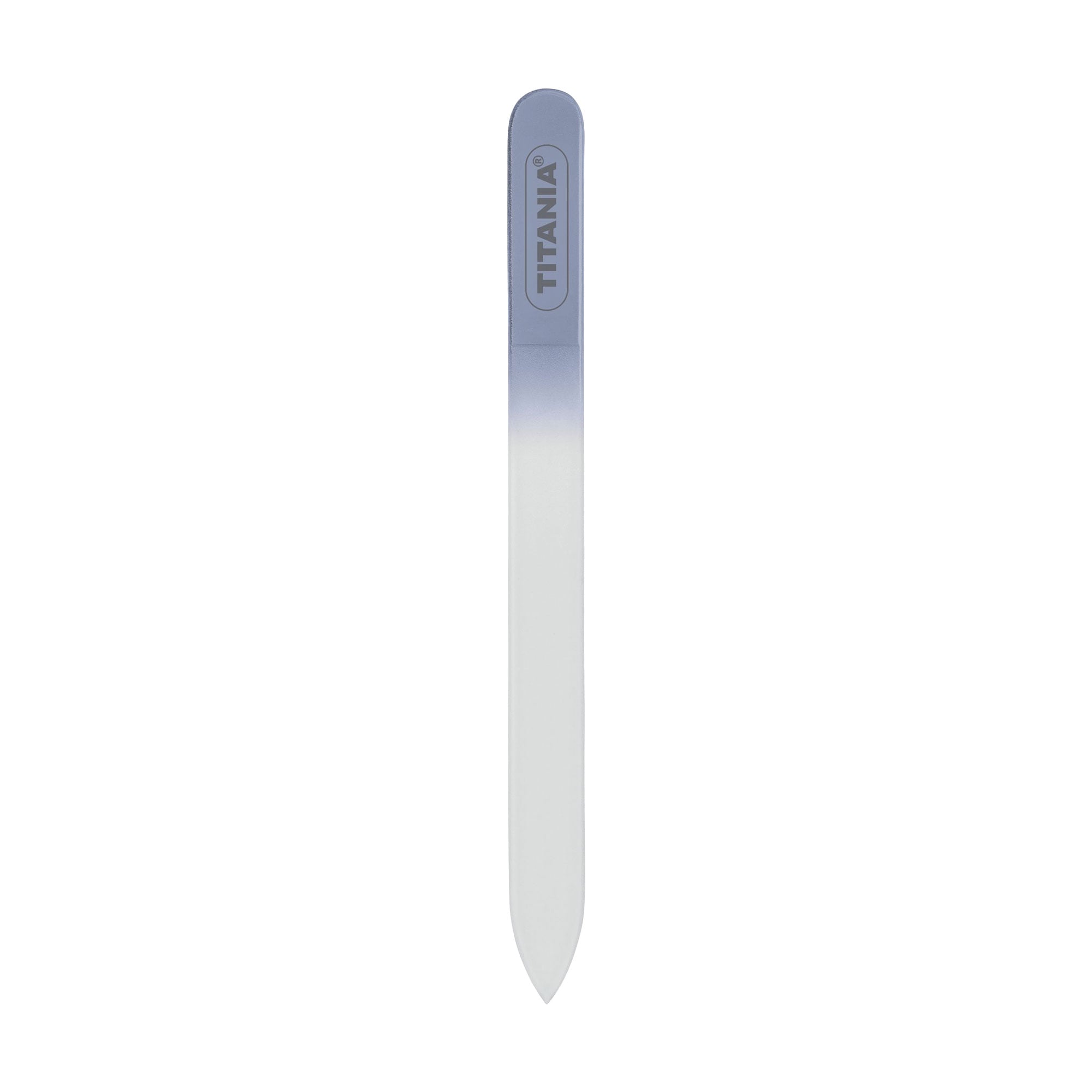 Двостороння манікюрна пилка для нігтів Titania скляна, 14*1.2 см*3 мм, блакитна (1251 B блідо-син)